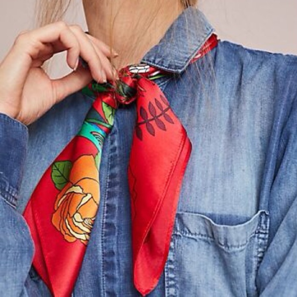 Anthropologie Silk Monogram Scarf